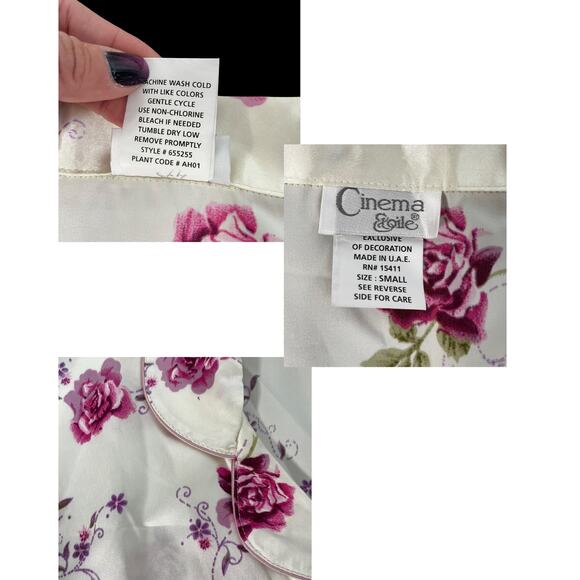 Vintage Cinema Etoile Pajama Set Women Small Floral 2 Piece Silky NOS Tags READ - Picture 7 of 16